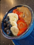 orridge layered with banana, strawberries, blueberries & peanut butter orridge layered with banana, strawberries, blueberries & peanut butter